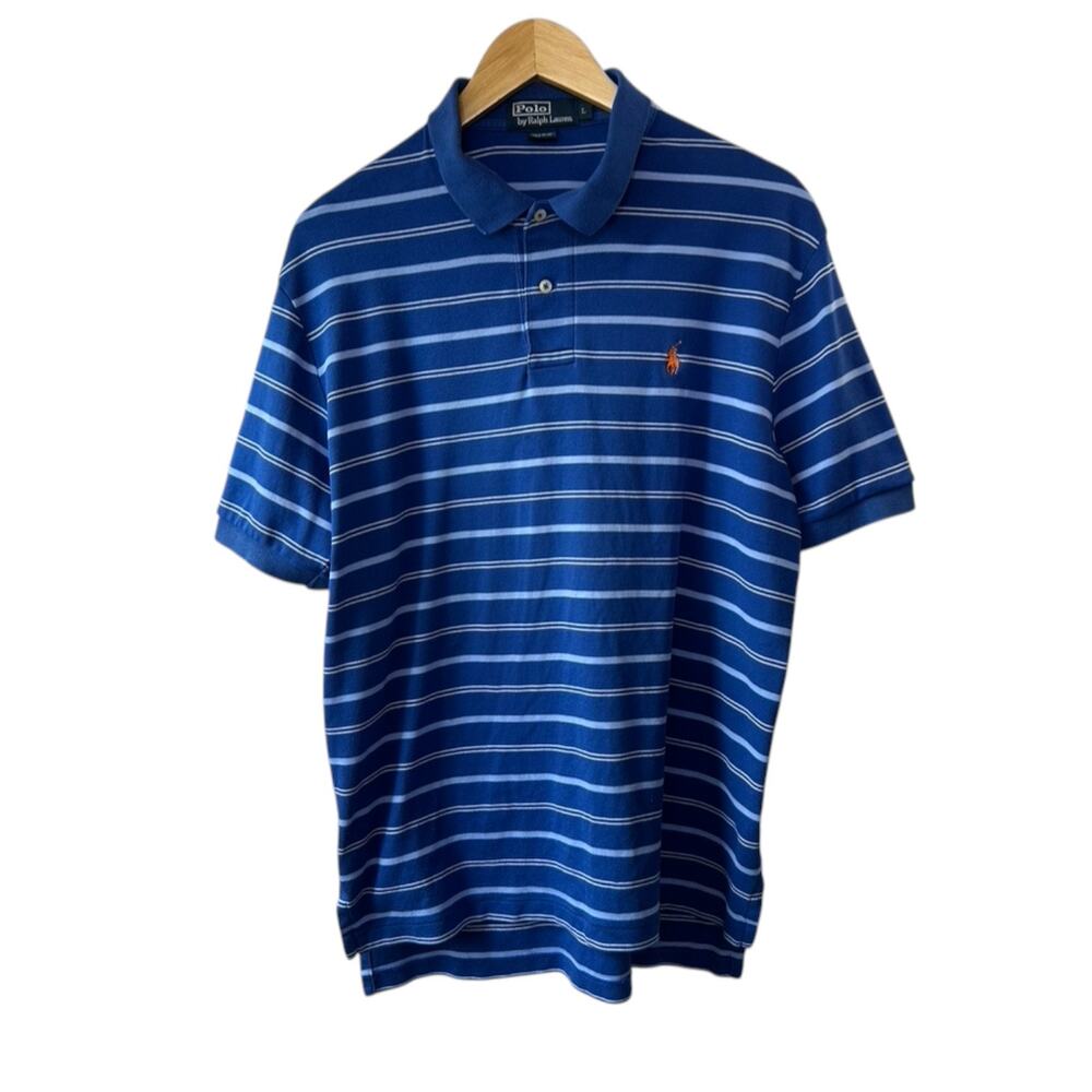 Polo by Ralph Lauren Royal Blue Stripe Short Sleeve Polo Shirt Men's Size Large
